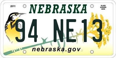 NE license plate 94NE13