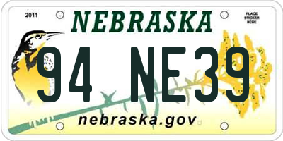 NE license plate 94NE39
