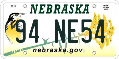 NE license plate 94NE54