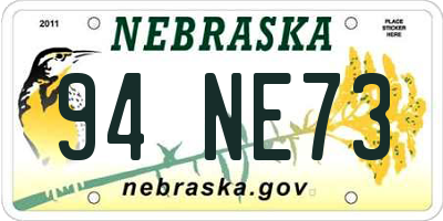 NE license plate 94NE73