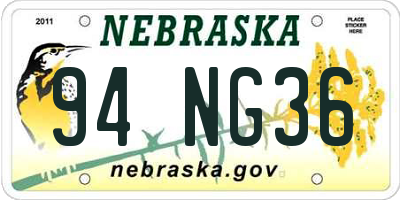 NE license plate 94NG36