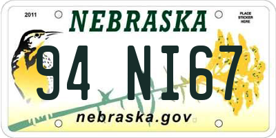 NE license plate 94NI67
