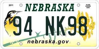 NE license plate 94NK98