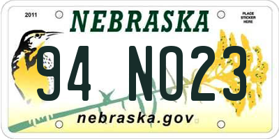 NE license plate 94NO23