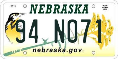 NE license plate 94NO71