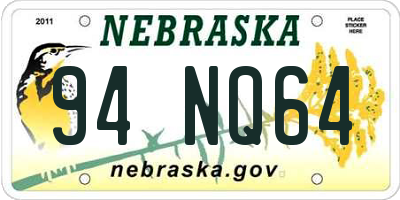 NE license plate 94NQ64