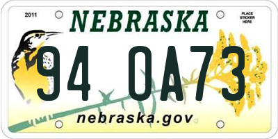 NE license plate 94OA73
