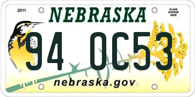 NE license plate 94OC53