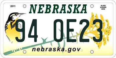 NE license plate 94OE23