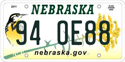 NE license plate 94OE88