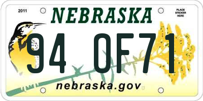 NE license plate 94OF71