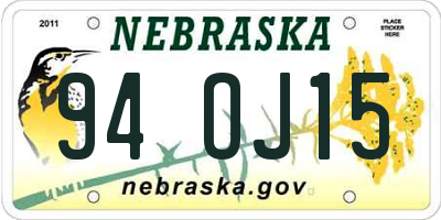 NE license plate 94OJ15