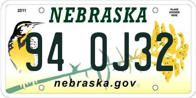 NE license plate 94OJ32