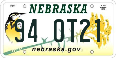 NE license plate 94OT21