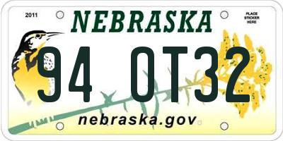NE license plate 94OT32