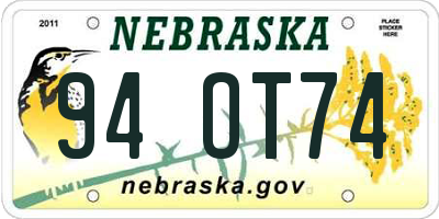 NE license plate 94OT74