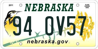 NE license plate 94OV57