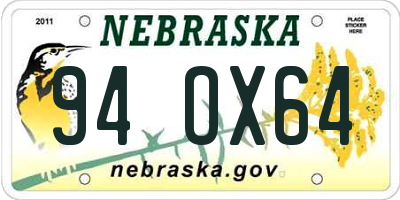 NE license plate 94OX64