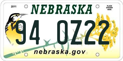 NE license plate 94OZ22