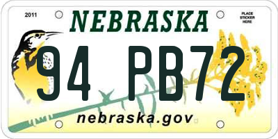 NE license plate 94PB72