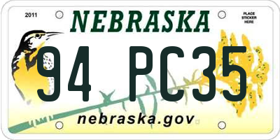 NE license plate 94PC35