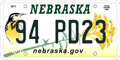 NE license plate 94PD23