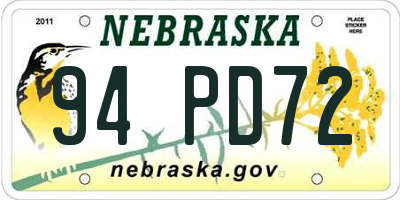 NE license plate 94PD72