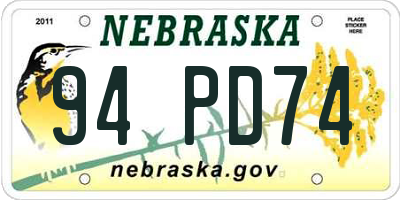 NE license plate 94PD74