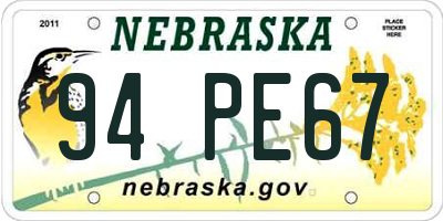 NE license plate 94PE67