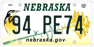 NE license plate 94PE74