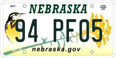 NE license plate 94PF05