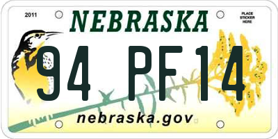 NE license plate 94PF14