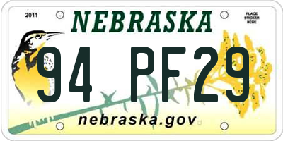 NE license plate 94PF29