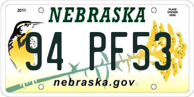 NE license plate 94PF53