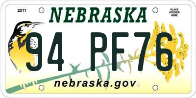 NE license plate 94PF76