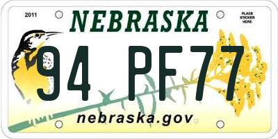 NE license plate 94PF77