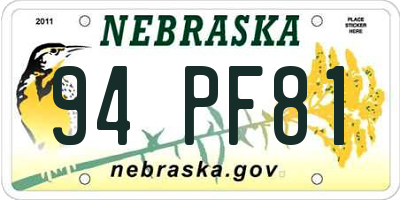 NE license plate 94PF81