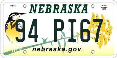 NE license plate 94PI67
