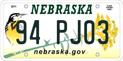 NE license plate 94PJ03