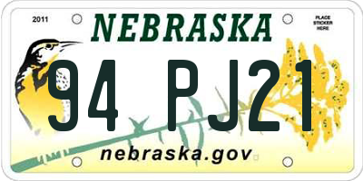 NE license plate 94PJ21