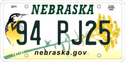 NE license plate 94PJ25