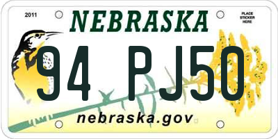 NE license plate 94PJ50