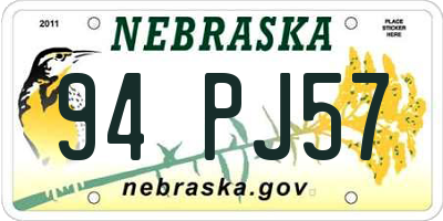 NE license plate 94PJ57
