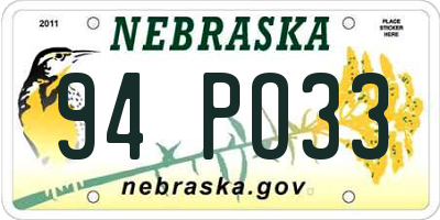 NE license plate 94PO33