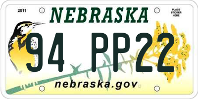 NE license plate 94PP22