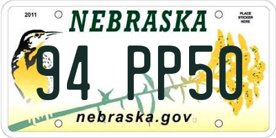 NE license plate 94PP50