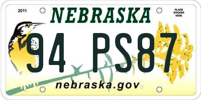 NE license plate 94PS87
