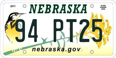 NE license plate 94PT25