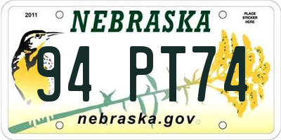 NE license plate 94PT74