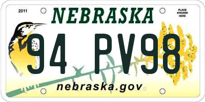 NE license plate 94PV98